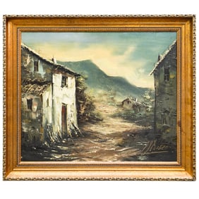 Signed Iglesias Landscape Oil on Canvas Painting
