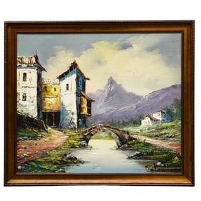 Signed European Landscape Oil on Canvas