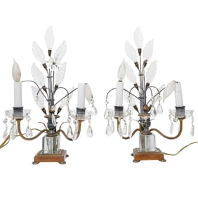 Pair 19th Cent. Electrified Candle Lamps