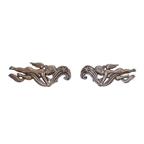Pair of Los Castillos Sterling Silver Cherub Brooches