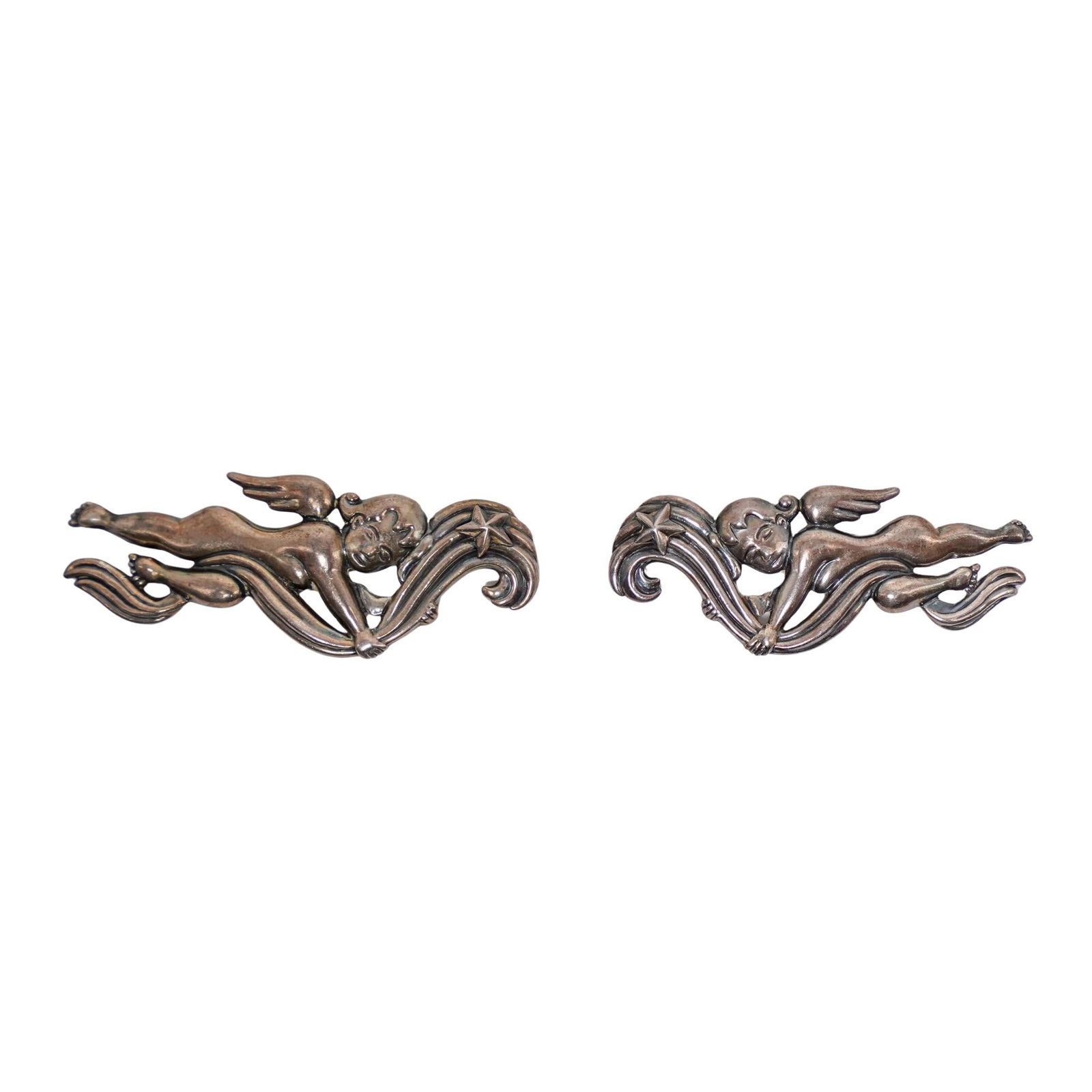 Pair of Los Castillos Sterling Silver Cherub Brooches (1 of 4)