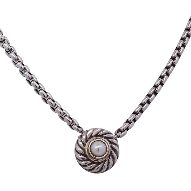 David Yurman 14k Gold, Sterling Silver and Pearl Necklace (1 of 5)