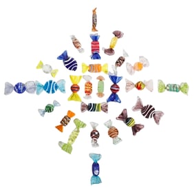 (25 Pc) Murano Glass Multicolored Wrapped Candy Collection