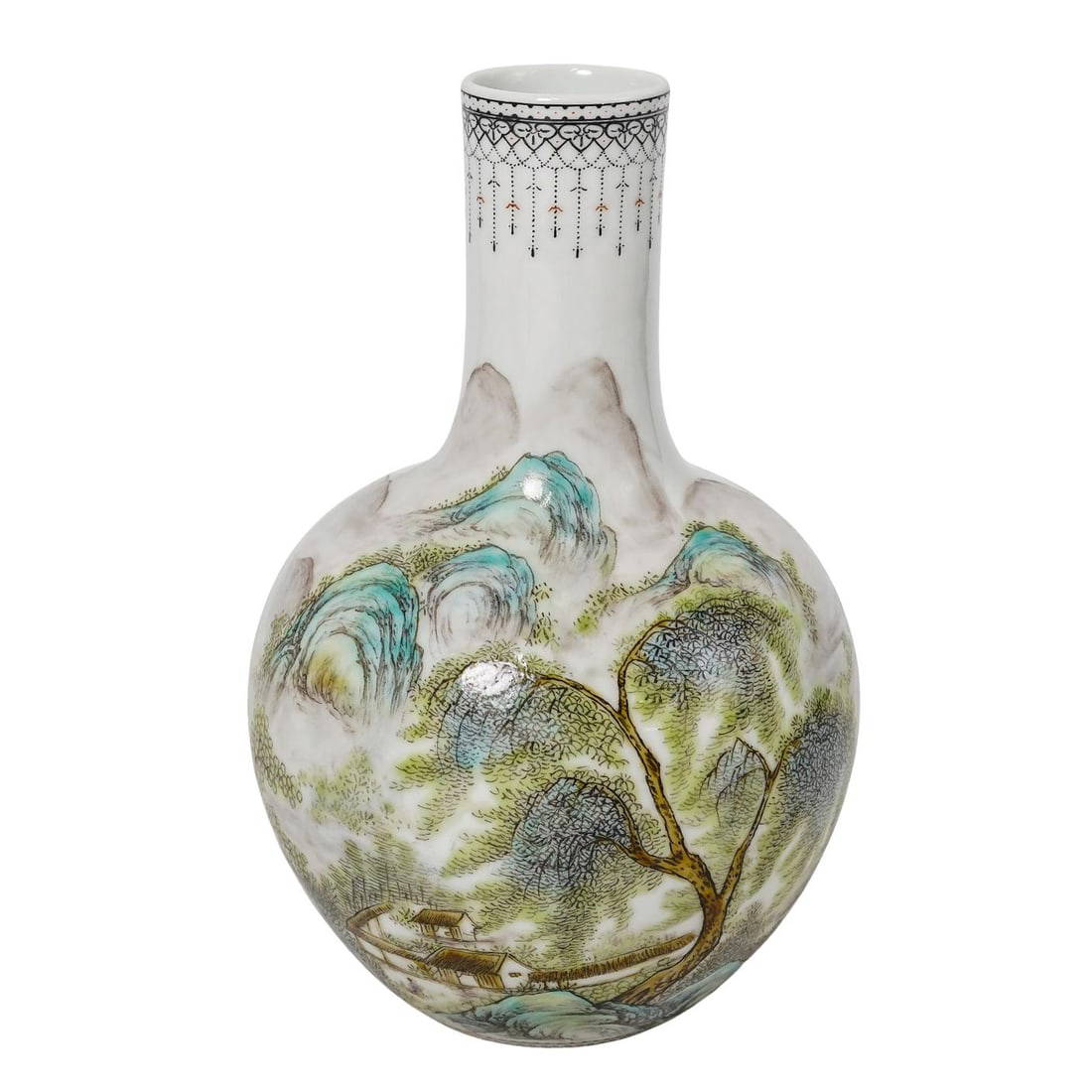 Chinese Republic Porcelain Hand-Painted Landscape Vase