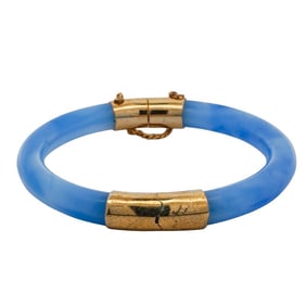 Chinese Blue Chalcedony Bangle Bracelet