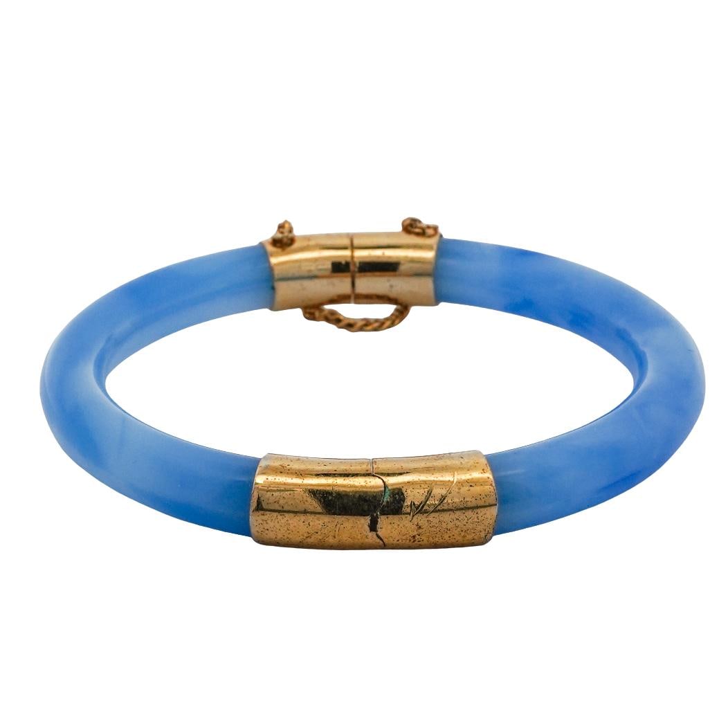 Chinese Blue Chalcedony Bangle Bracelet (1 of 5)