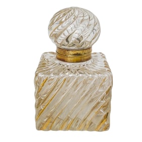Antique Att. Baccarat Ribbed Glass Inkwell