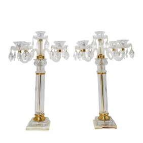 Manner of Baccarat Crystal Candelabras