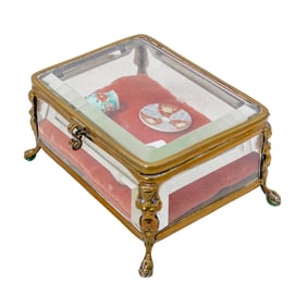 Antique Egyptian Revival Beveled Glass Mini Museum Display Case Box
