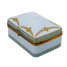 Vintage Porcelain de Paris Gilded Blue Box