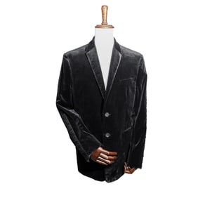 Vintage Fendi Men's Black Velvet Jacket- Size 56