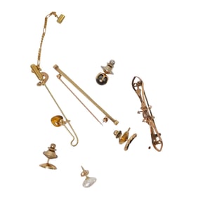 (6 Pc) Victorian Era 14k Gold Pins