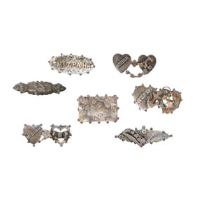(7 Pc) Victorian Era Silver Judaica Mizpah Brooches
