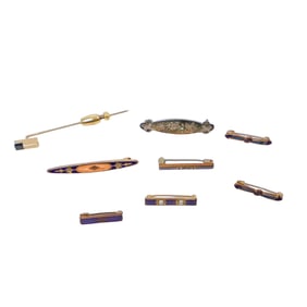 (8 Pc) Group of Victorian Gold Plated Pins