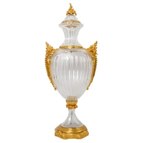 Large French Empire Style Crystal Urn