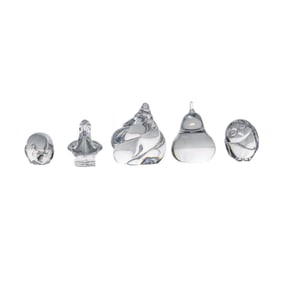 (5 Pc) Steuben Crystal Figurine Sculptures Grouping