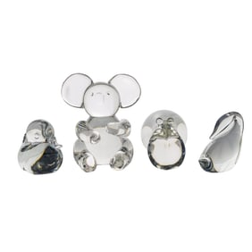 (4 Pc) Steuben Crystal Figurine Sculptures Grouping