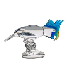French 1990s Royales de Champagne Crystal Parrot Figurine