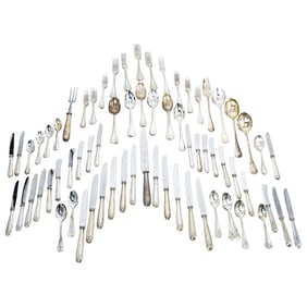 (95 Pc) Christofle Silverplate 'Perles' Flatware Set