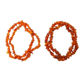 (2 Pc) Vintage Russian Baltic Amber Necklaces