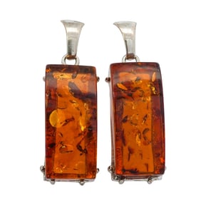 Russian Silver and Amber Earrings