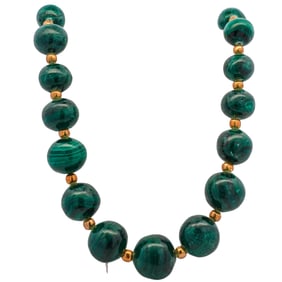 Russian Malachite Beaded Necklace