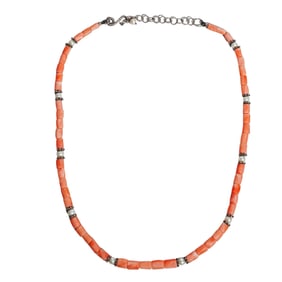 Chinese Sterling Silver and Coral Necklace