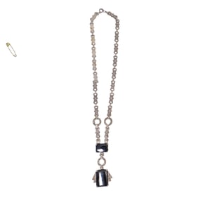Art Deco Sterling, Onyx and Marcasite Necklace
