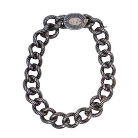 Art Deco Silver Niello Chain Bracelet