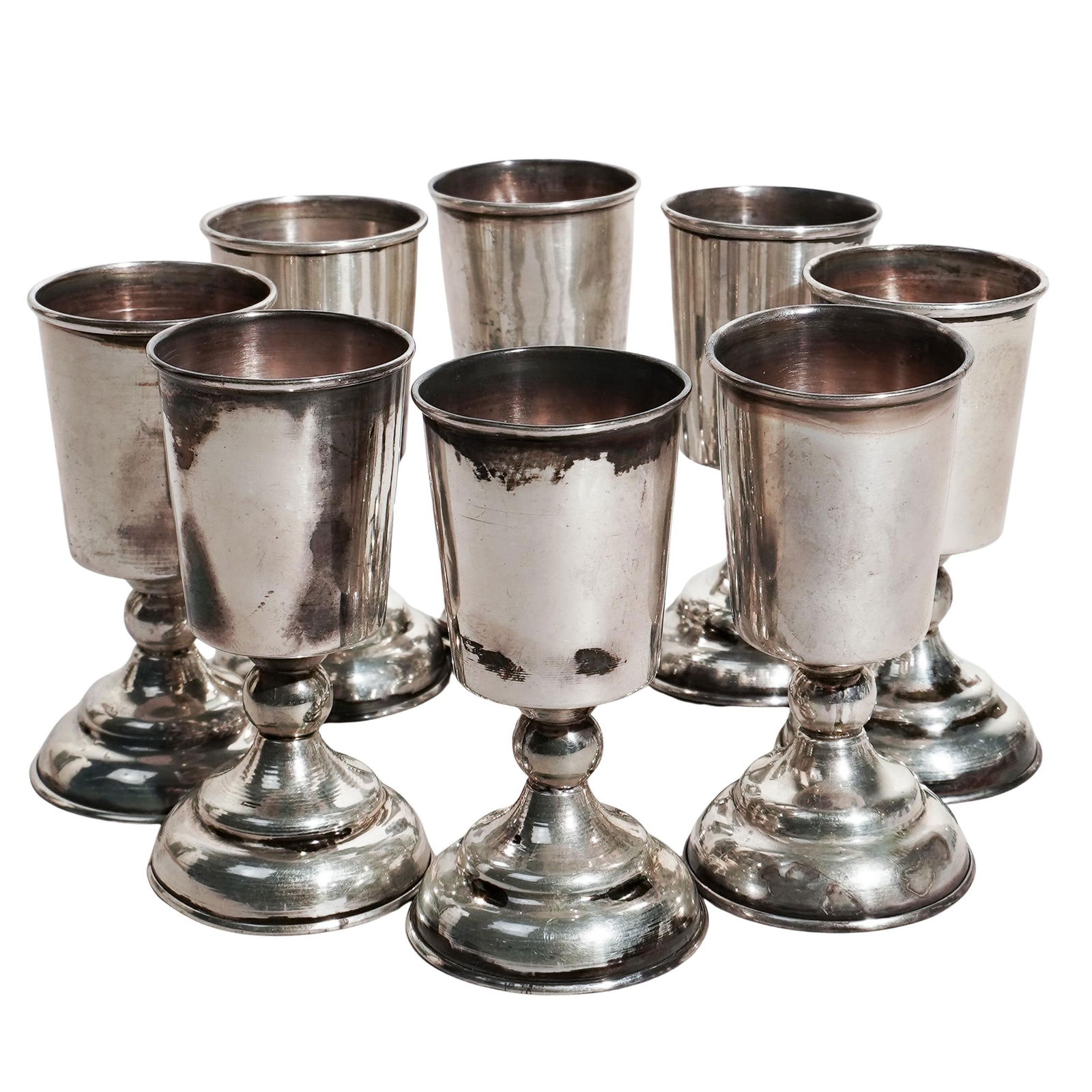 (8 Pc) Mexican Taxco Sterling Silver Kiddush Cups (1 of 6)