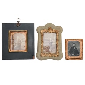 (3 Pc) Antique Ambrotype and Cabinet Card Portraits