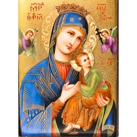 Our Lady of Perpetual Help Gilded Christian Icon Painting