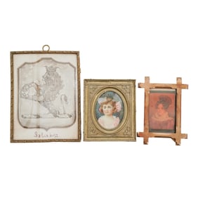 (3 Pc) Ornately Framed Miniature Illustrations