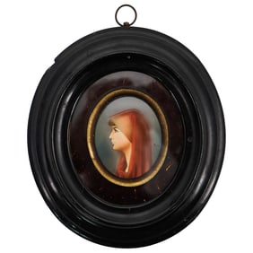 Antique Miniature Saint Fabiola Portrait, Signed
