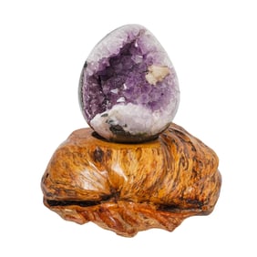 Amethyst Crystal Geode On Driftwood Base