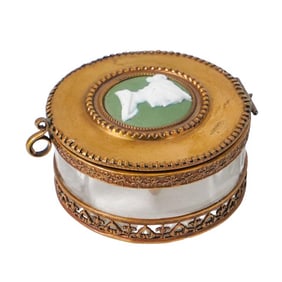 Gilt Bronze Crystal Box w/ Cameo Inlay