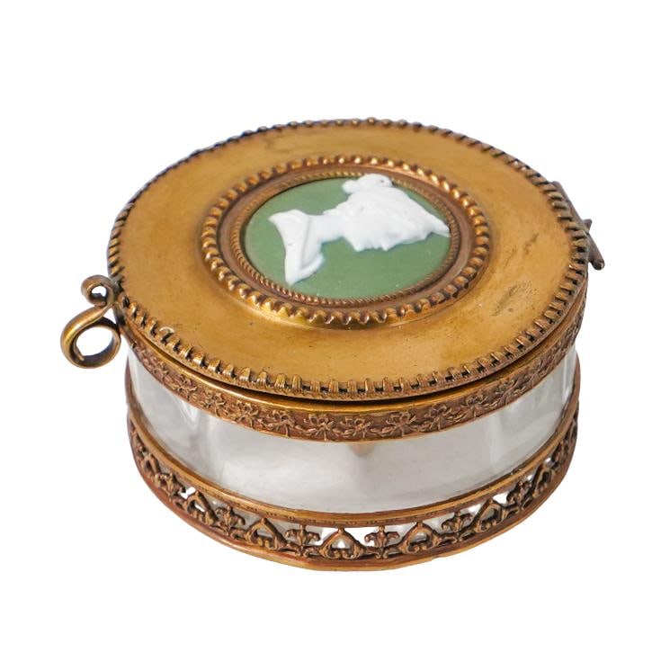 Gilt Bronze Crystal Box w/ Cameo Inlay (1 of 8)