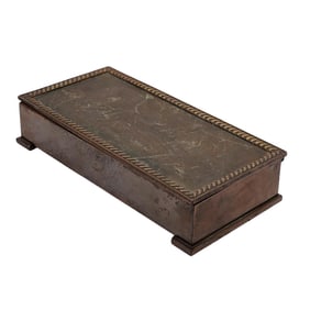 Antique Silver Crest Bronze Humidor Box