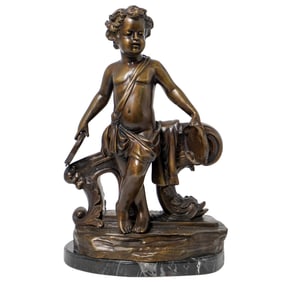 Bronze Neoclassical Cherub Sculpture