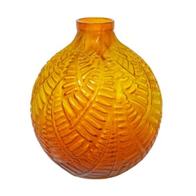 After Lalique Orange Fern Vase