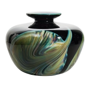 Signed William Worchester Art Glass Studio Vase