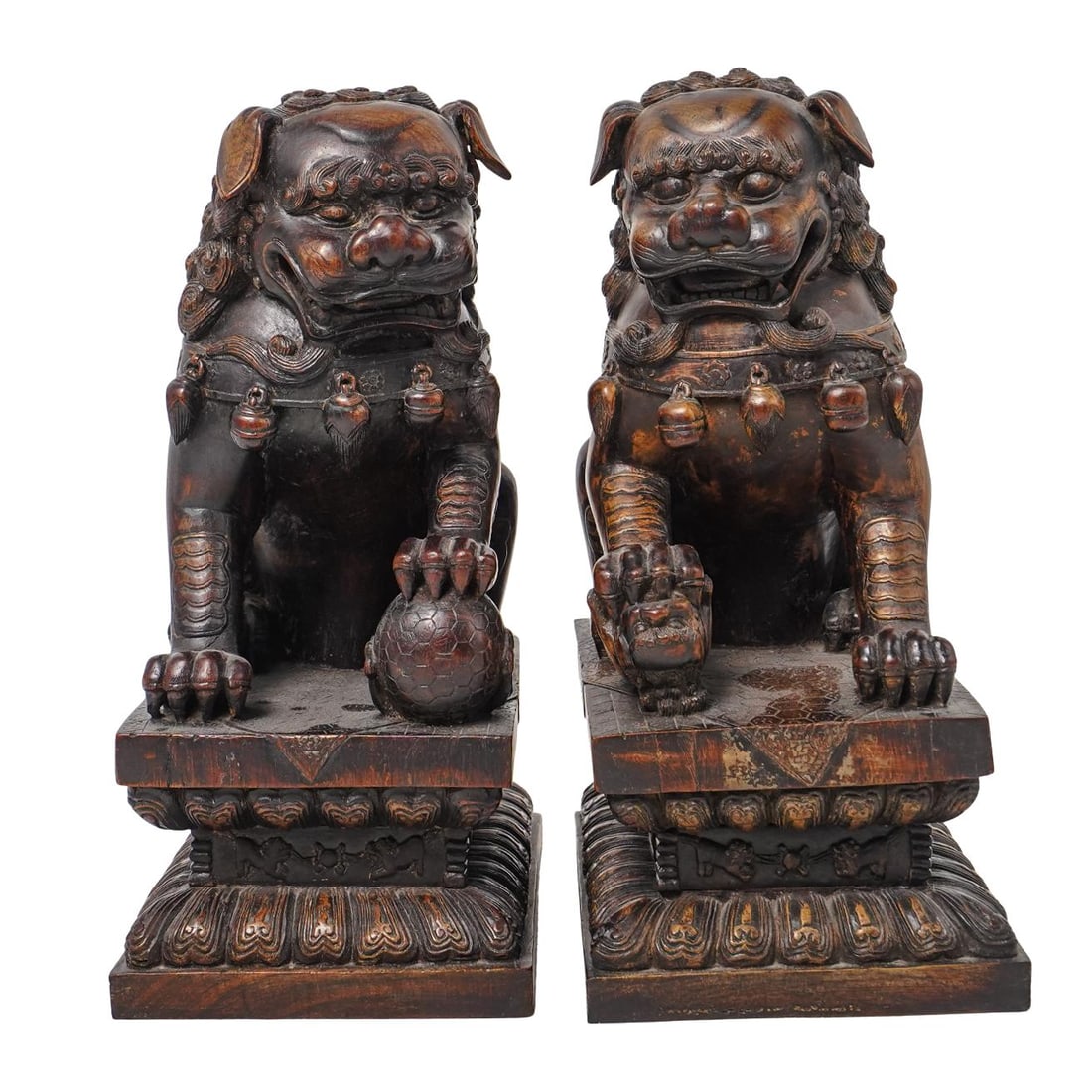 (2 Pc) Pair Of Chinese Foo Dogs Guardian Lions Sculptures (1 of 4)