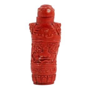 Chinese Carved Coral Perfume Bottle