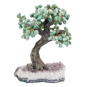 Green Aventurine Tree of Life on Raw Amethyst Base