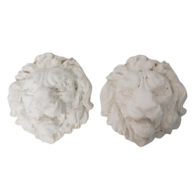 Pair of Plaster Lion Wall Hangings