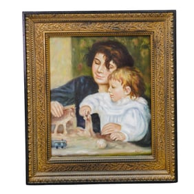 Renior "Gabrielle and Jean" Style Oil Painting, Signed