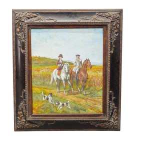 P. Carole (English, 20th c.) Hunt Scene Oil Painting