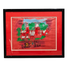 Charles Cobelle (1902-1994, French/USA) Parisian Scene Gouache on Paper