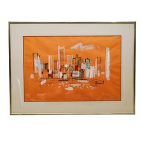 Charles Cobelle (1902-1994, French/USA) Cityscape Gouache on Paper