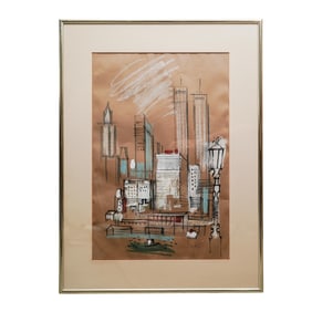 Charles Cobelle (1902-1994, French/USA) Cityscape Gouache on Paper